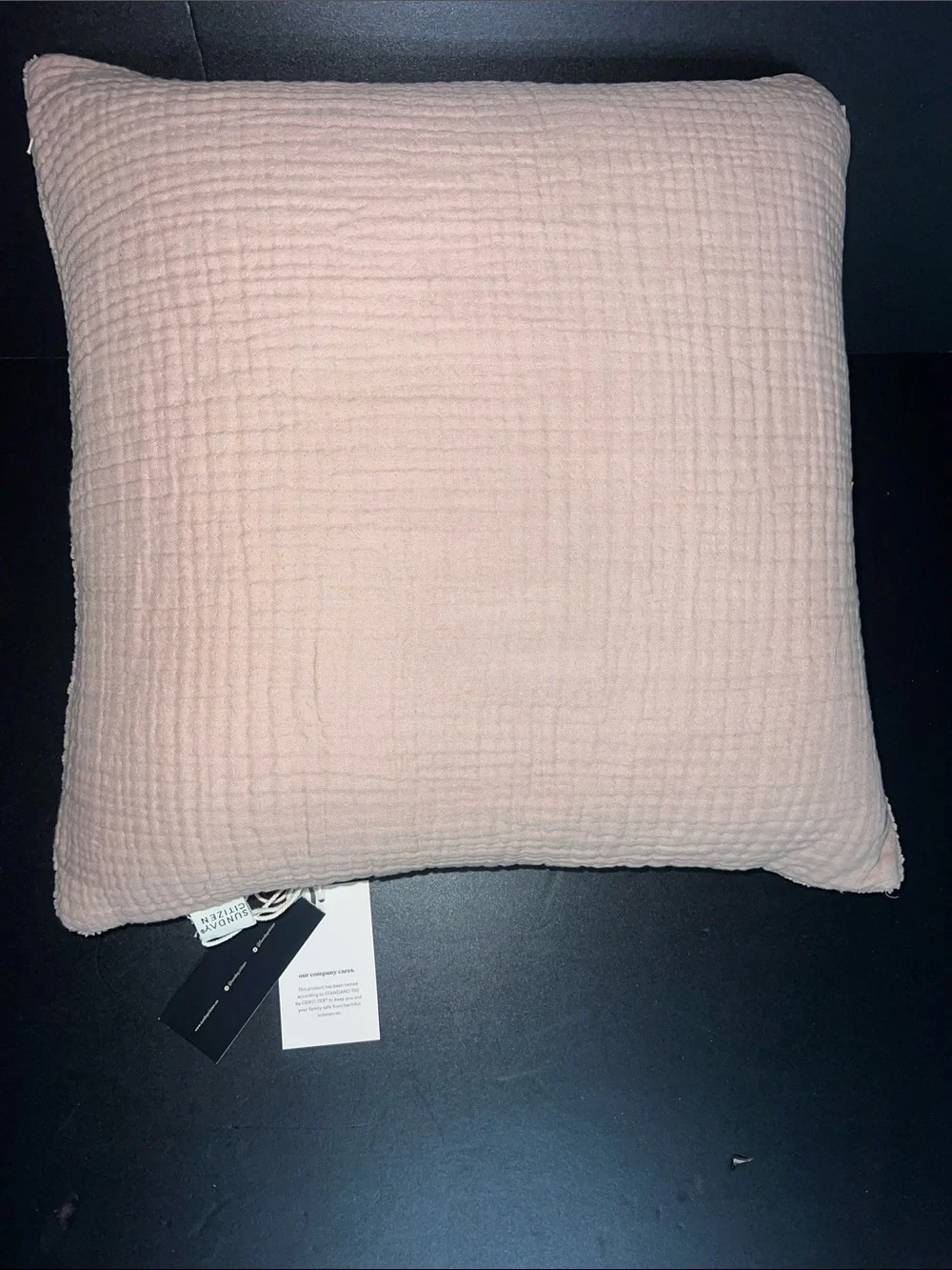 Sunday Citizen “snug” pillow with muslin flip side -  20” x 20”-NWT
